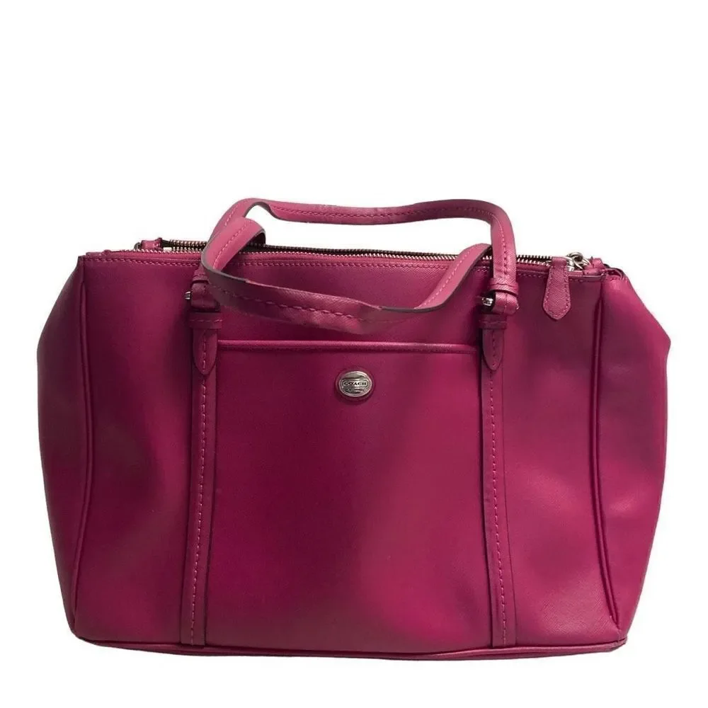 COACH Women’s Peyton Saffinao Dark Pink Handbag Tote Shoulder Bag Size 13X5X9.5 - Picture 1 of 12